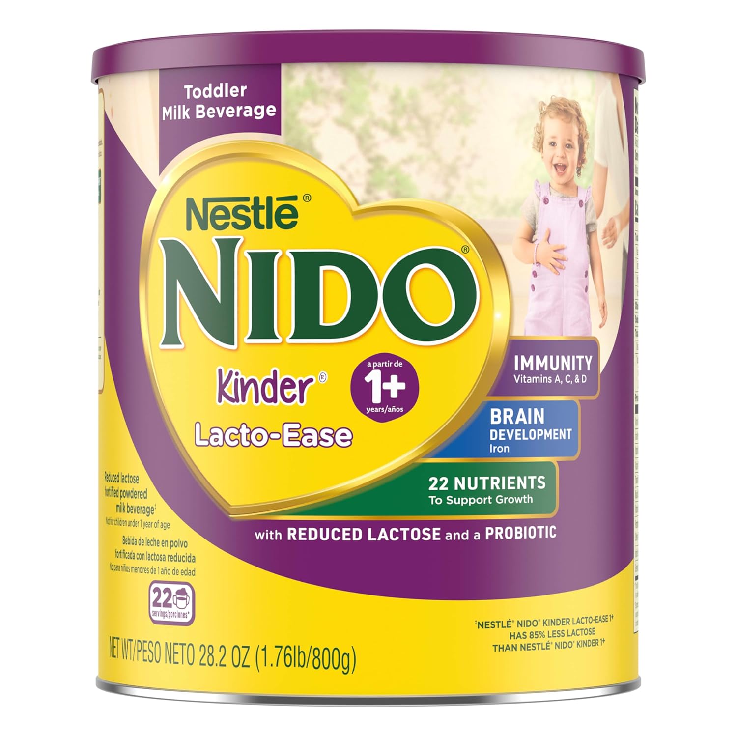 Nestle NIDO Lacto-Ease Toddler Powdered Milk Beverage - 28.2 Oz Canister - Toddler Drink Mix