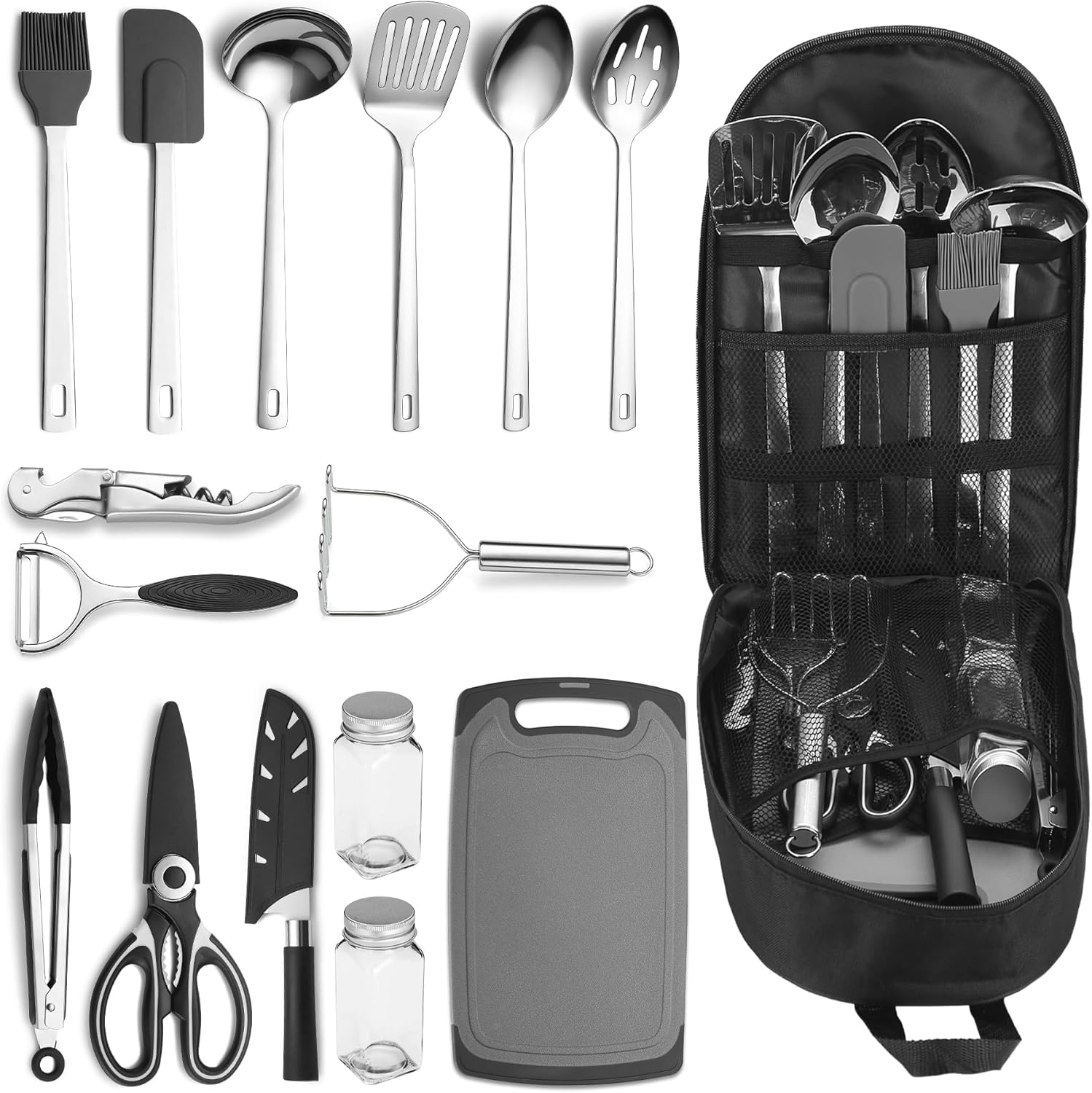 ReaNea Camping Essentials Accessories Camping Gear Must Haves, Cooking Utensils Set Rv Camping Kitchen Backpacking Supplies Camper Gadgets Outdoor Hiking Travel Picnic Gifts