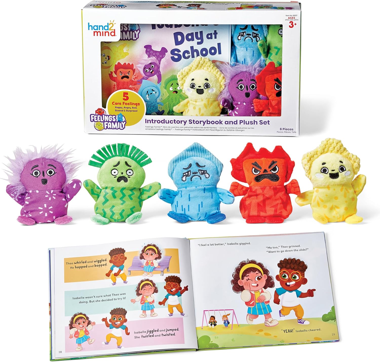 Learning Resources Meet the Feelings Family Book Set, Toys for 3 Year Old Boys and Girls, Books for 3 Year Olds, Includes 5 Soft Toys Representing Emotions