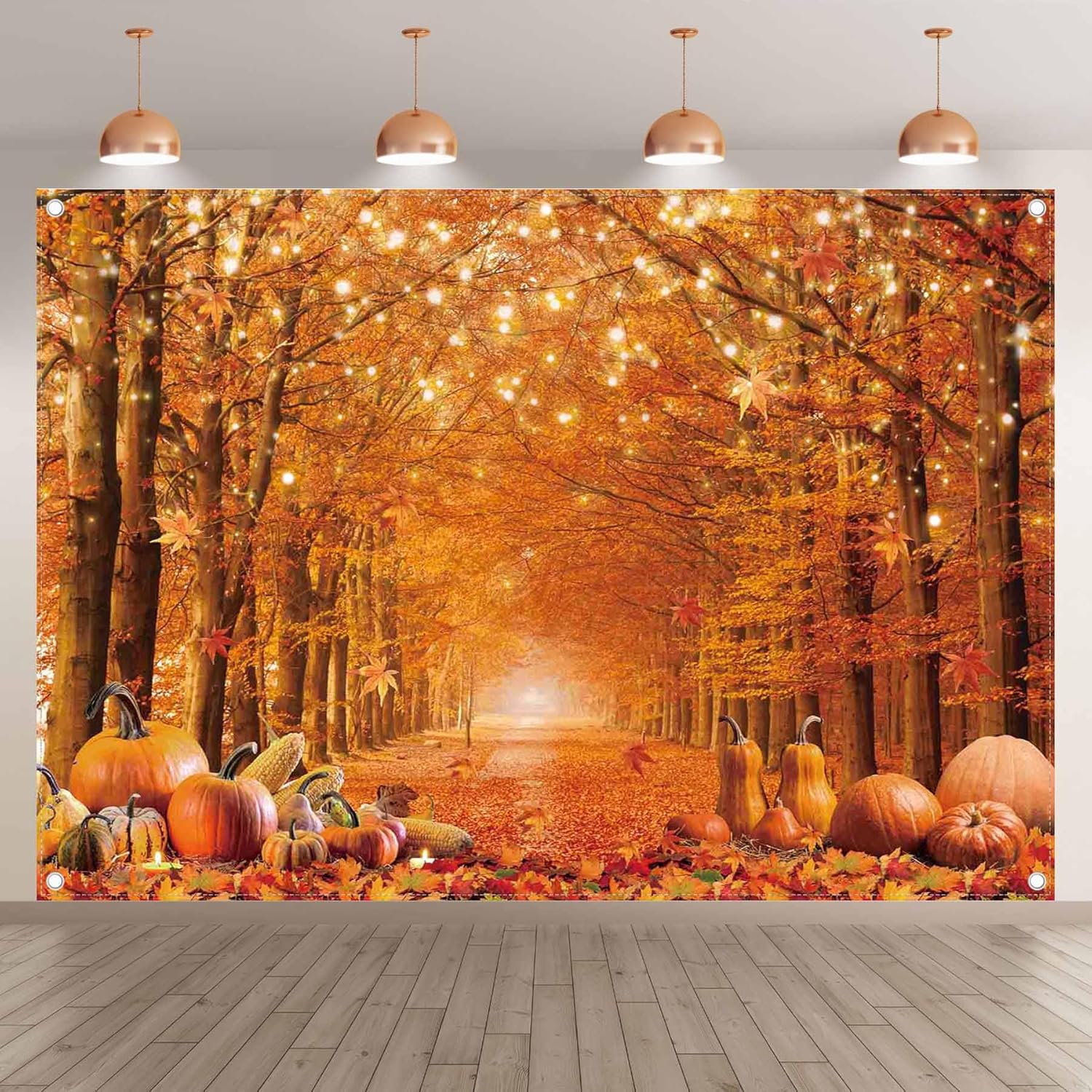 7x5ft Fall Photography Backdrop Autumn Maple Leaves Pumpkin Friendsgiving Background Thanksgiving Party Supplies Farm Harvest Banner Photo Booth
