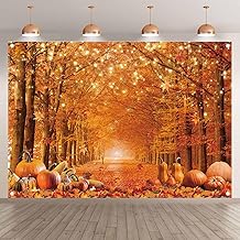 7x5ft Fall Photography Backdrop Autumn Maple Leaves Pumpkin Friendsgiving Background Thanksgiving Party Supplies Farm Harvest Banner Photo Booth
