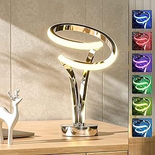 Modern Spiral RGB Table Lamp, Touch Dimmable LED Nightstand Lamp, 10 Light Modes Bedroom lamp, Unique Lamps for Home Decor Living Room Bedroom Office, Cool Lamps for Ideal Wish List
