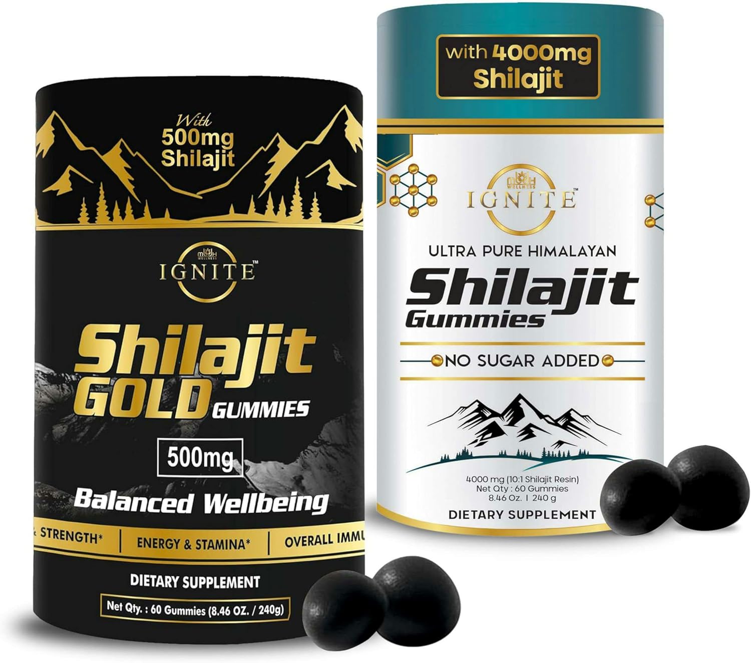 Shilajit Gummies & 4000mg Gummies Bundle – Natural Energy, Strength, and Wellness with Pure Himalayan Shilajit, Vegan, Sugar-Free, and Travel-Ready Gummies for Daily Vitality and Endurance