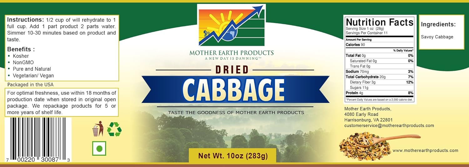 Mother Earth Products Dried Cabbage,10 oz