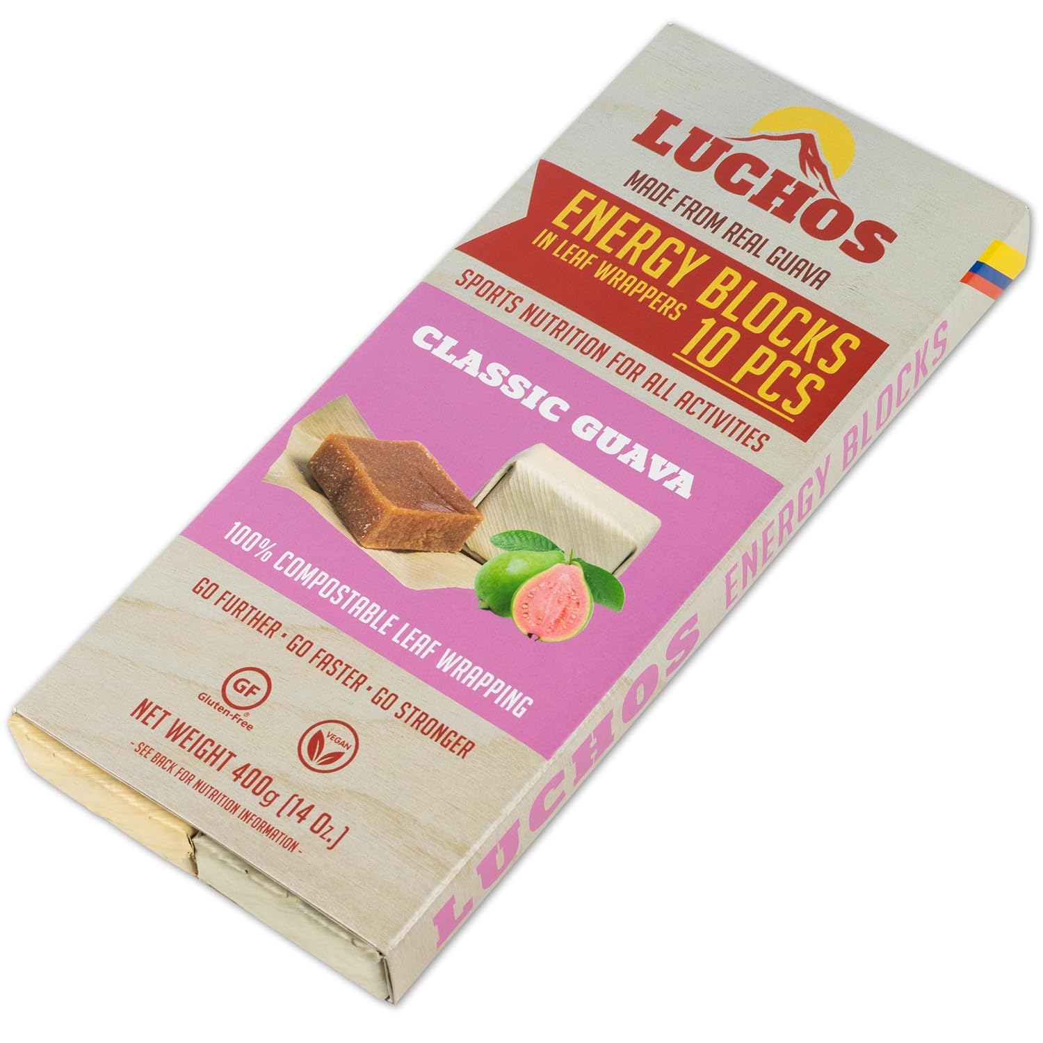 LUCHOS Natural High Energy Bars Power Blocks for Sports, Endurance, Running, Hiking, Cycling, Pre Workout Healthy Snacks, High Carb, Vegan and Gluten Free, Classic Guava, 10 Pieces