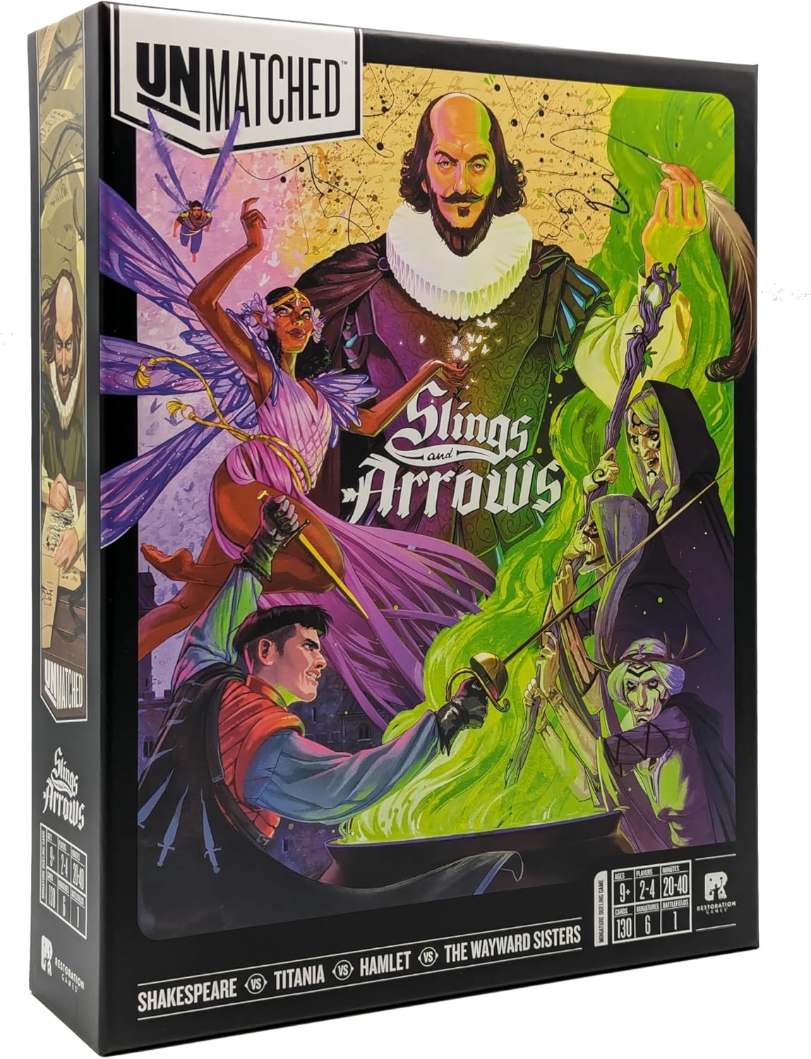 Unmatched Slings and Arrows by Restoration Games, Strategy Board Game, for 2 to 4 Players and Ages 9+