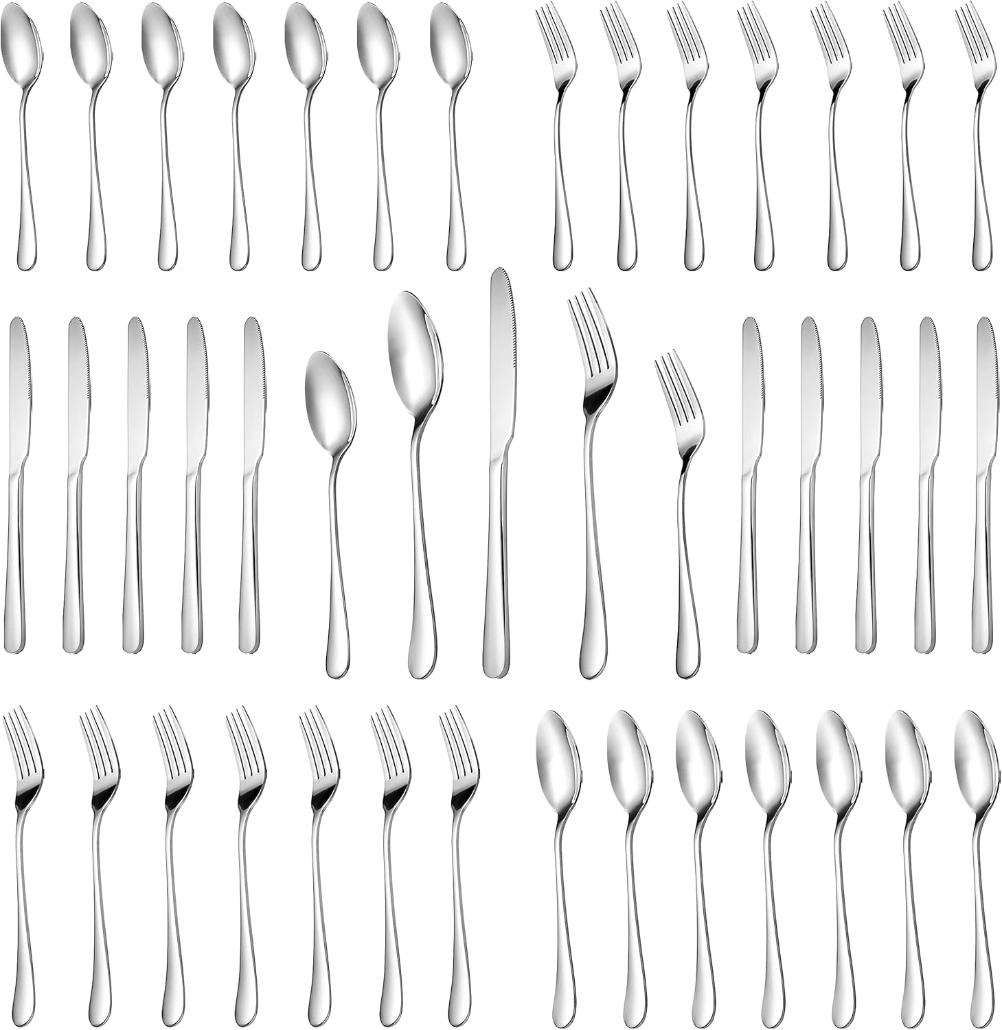 MUTNITT 30 Pcs Silverware Set Service for 6,Premium Stainless Steel Flatware Set,Mirror Polished Cutlery Utensil Set,Durable Kitchen Eating Tableware Set,Include Fork Knife Spoon Set,Dishwasher Safe