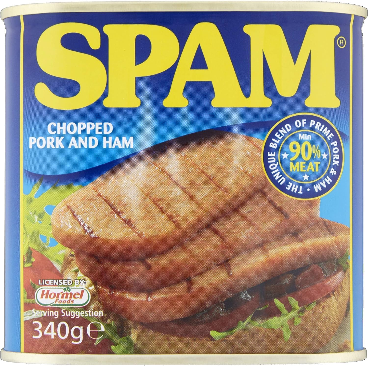 SPAM Chopped Pork and Ham, Canned Meat, Min 90% Meat, Gluten Free, 340g, Pack of 6
