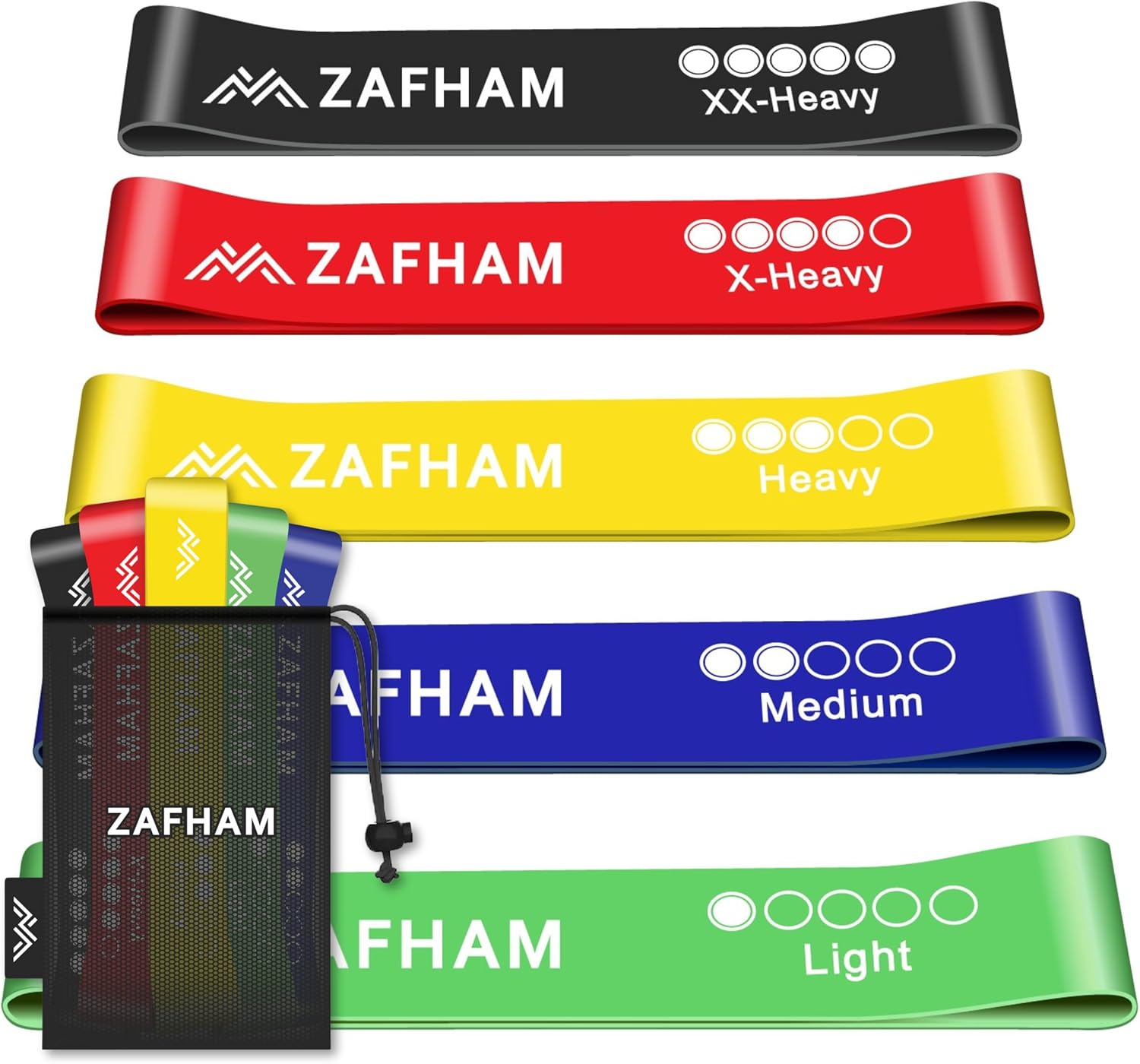 ZAFHAM Resistance Bands [Set of 5] 100% Latex Material with 5 Different Resistance Levels for Men and Women Skin-Friendly Resistance Fitness Exercise Loop Bands with 5 Different Resistance Levels