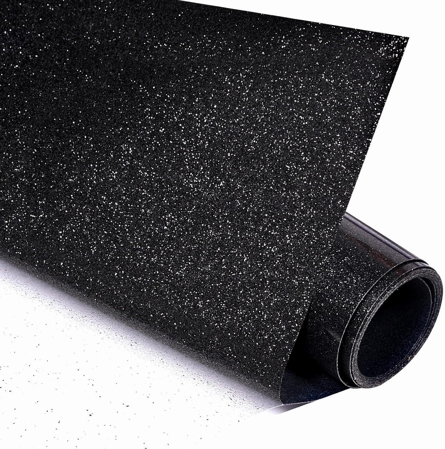 VINYL FROG Black Glitter Heat Transfer Vinyl Roll 30.5x155cm Heat Press for Cameo and Heat Press