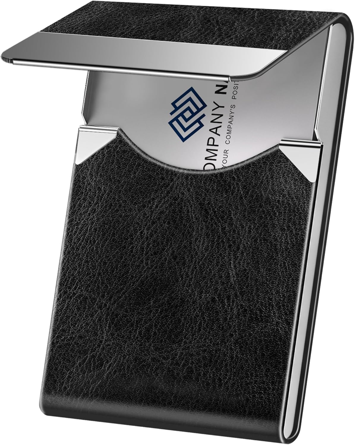 Business Card Holder for Women or Men, Business Card Case with PU Leather and Stainless Steel, Slim Metal Case with Magnetic Closure for Business Meeting Use