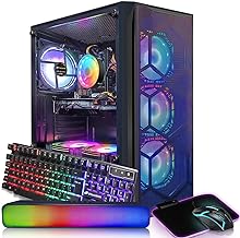 STGAubron Gaming PC Desktop Computer, Intel Core I7 up to 3.9 GHz, Radeon RX 580 8G, 16G RAM, 512G SSD, WiFi, Bluetooth 5.0, RGB Fan x6, RGB BT Sound Bar, Windows 10 Home