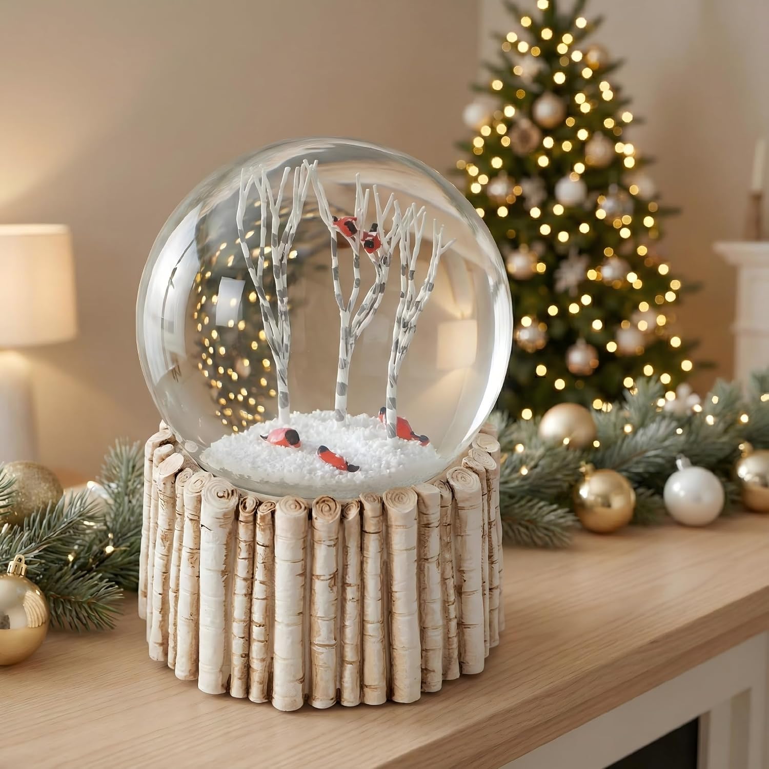 Christmas Snow Globes for Girls, 100MM Cardinal Snow Globes for Kids