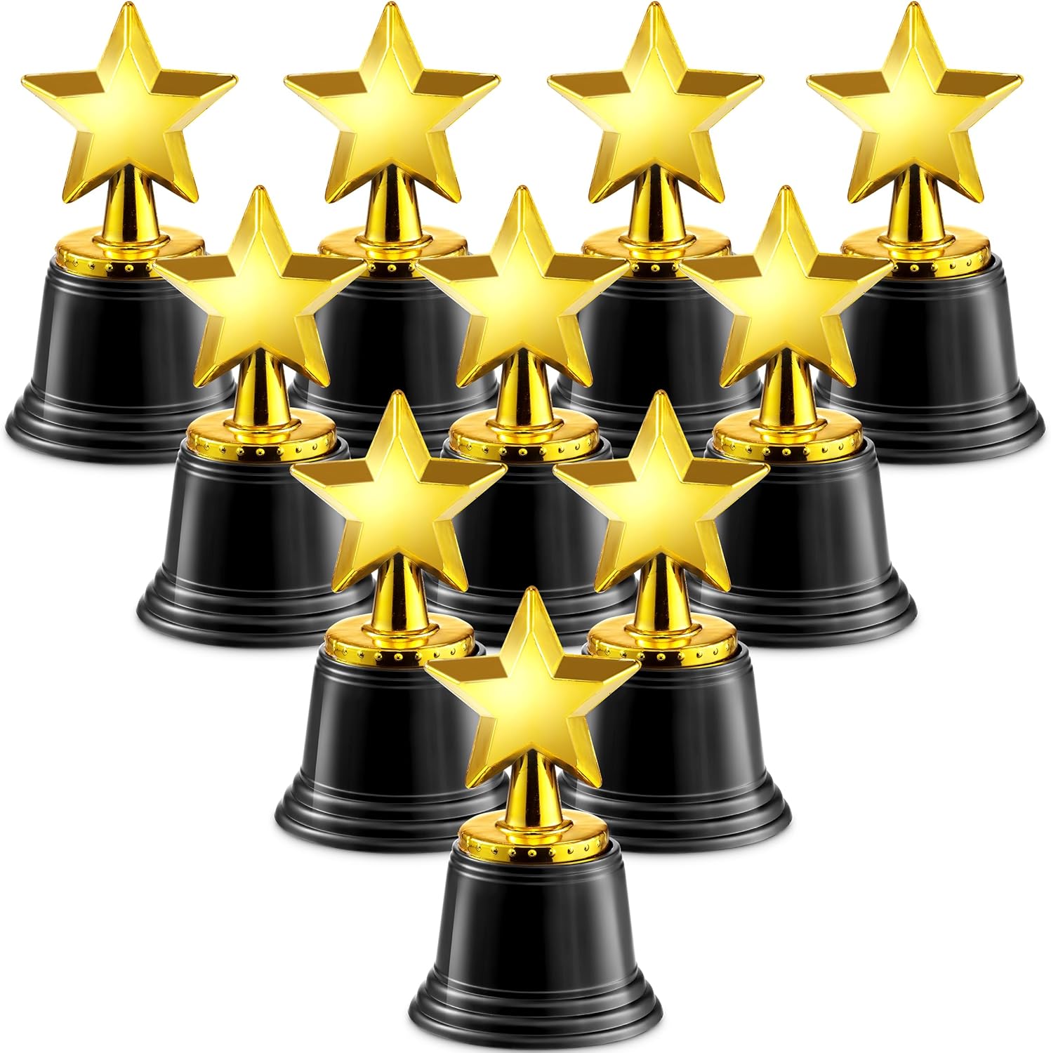 Bedwina Star Awards Trophy - Pack of 12 Bulk - 4.5 Inch, Gold Star Trophy for Kids Party Favours, Props, Rewards, Winning Prizes, Competitions for Kids and Adults