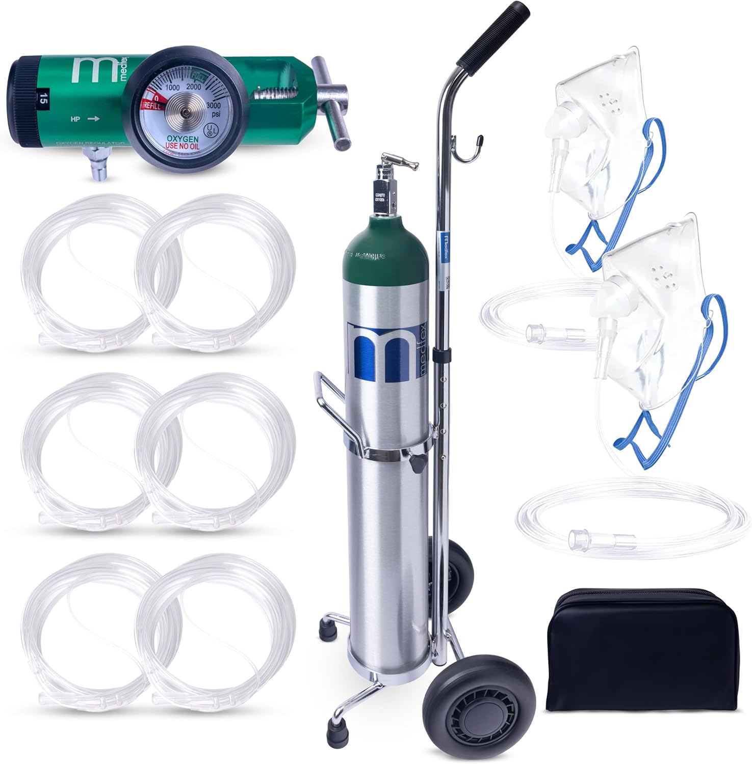 Oxygen Tank Complete Set - USA Made | 682 Liter Capacity - Standard Size Kit