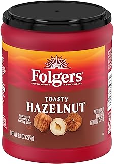 Folgers Toasty Hazelnut Flavored Ground Coffee, 9.6 Ounce Canister (Pack of 6)