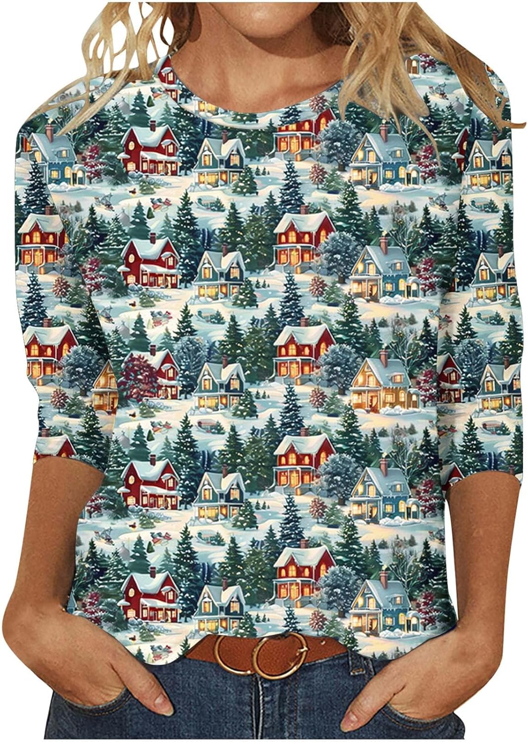 Santa Claus Shirts for Women Casual Trendy Shirts Going Out Tops Loose Fitting Tops Dressy Fashion Tops Blouse