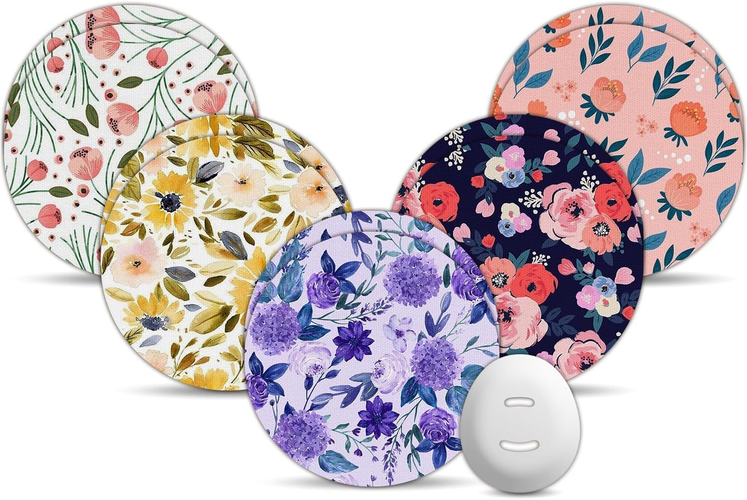 Flower Dexcom G7 Over Patches, Amolyfe 10-Pack Dexcom G7 & Stelo Adhesive Patches Waterproof Bump-Proof with Hard Cap, Breathable Medical Overpatch, 10-Day CGM Protection (P.Flower)