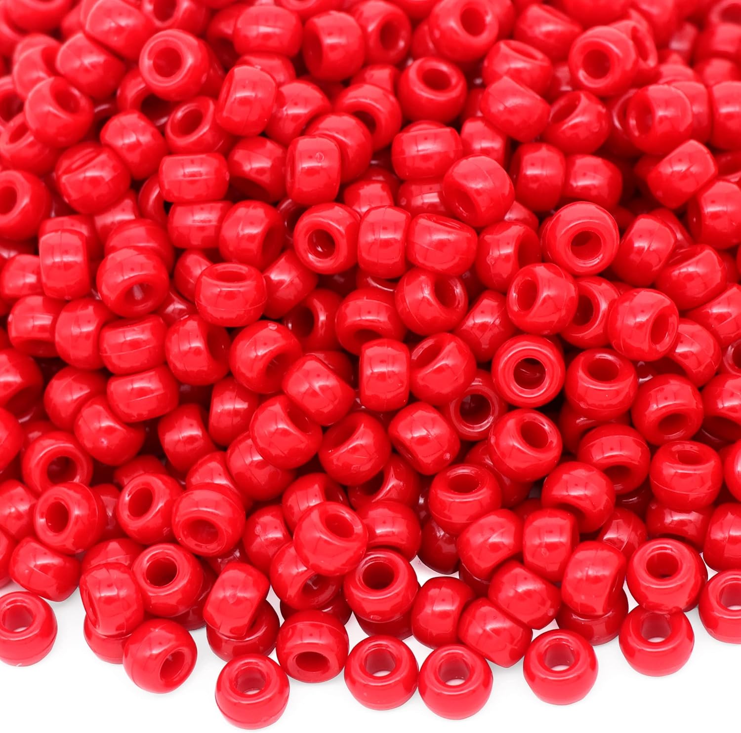 1000Pcs Pony Beads Bracelet 9mm Red Plastic Barrel Pony Beads for Necklace,Hair Beads for Braids,Key Chain,Jewelry Making (Red)