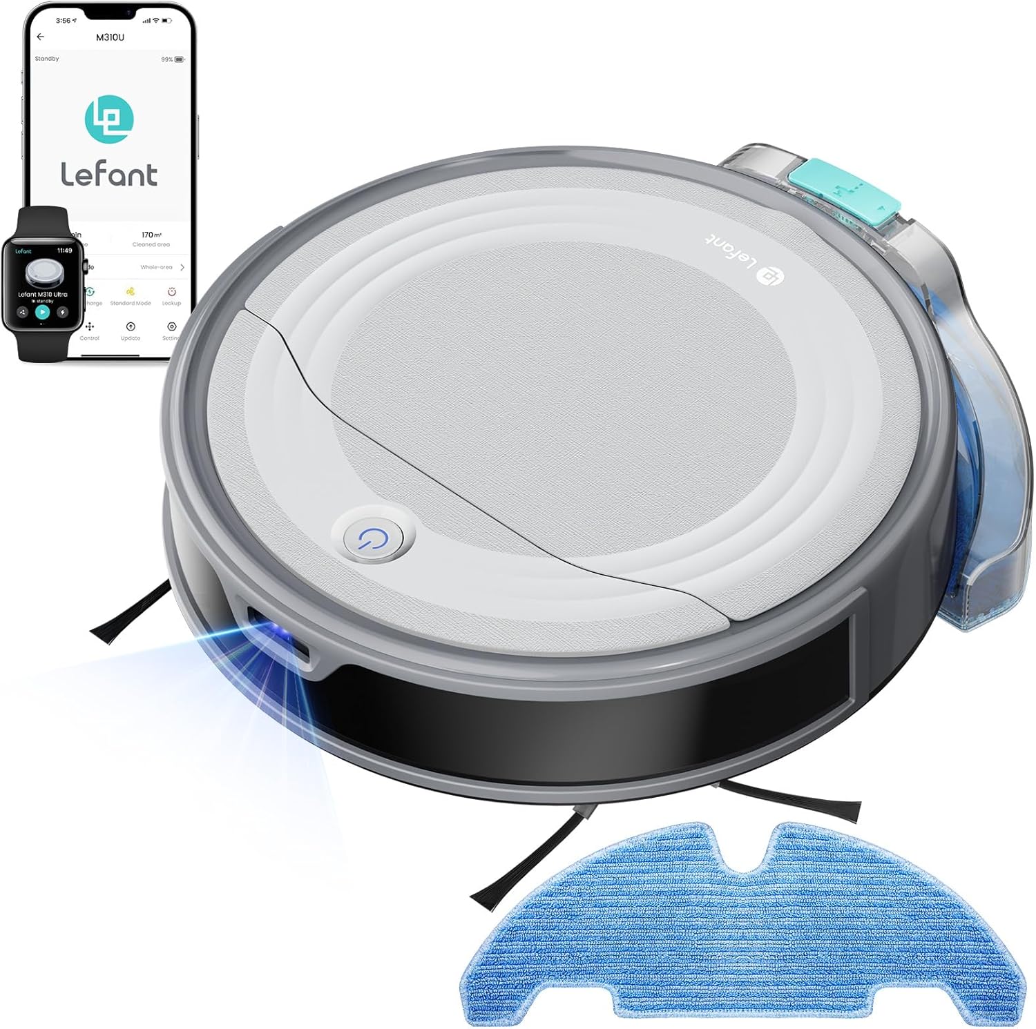 Lefant M310 Ultra Robot Vacuum and Mop, 6000Pa Suction-Slim Robotic Cleaner with ToF LiDAR Navigation, Accurate Obstacle Avoidance, WiFi/App/Alexa Control, 170min Runtime, for Pet Hair and Home