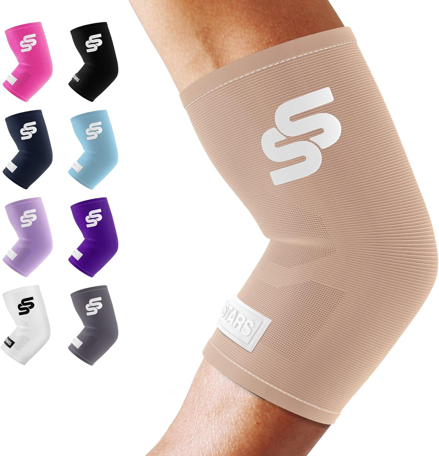 Sleeve Stars Elbow Sleeve for Pain Relief & Protection - Elbow Compression Sleeve for Women & Men - Supportive Elbow Brace for Tendonitis, Recovery & Ideal for Sports, Work