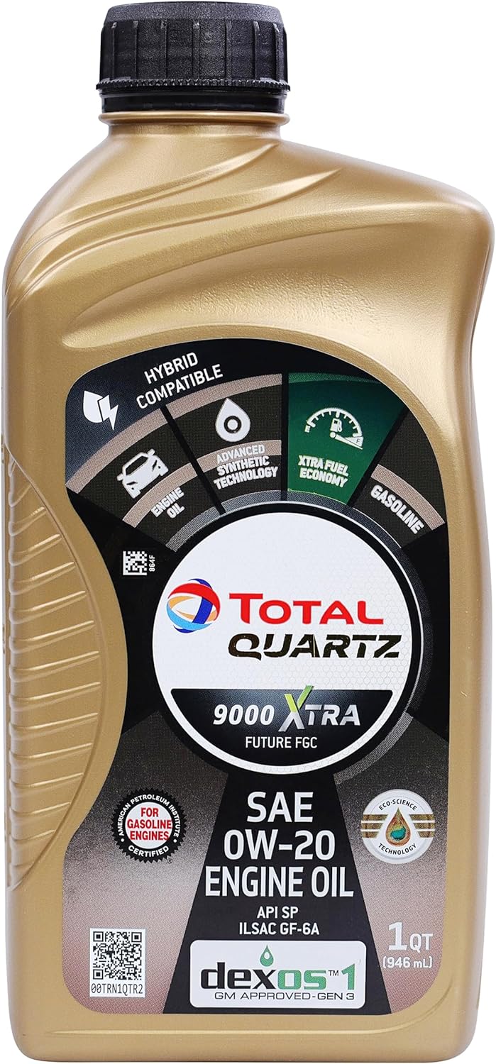 Quartz 9000 Xtra Future FGC 0W-20 - Low Phosphorus Engine Oil for Gasoline Vehicles - Long Term Protection Full Synthetic Motor Oils Suitable for Hybrid Vehicles - 1 Quart