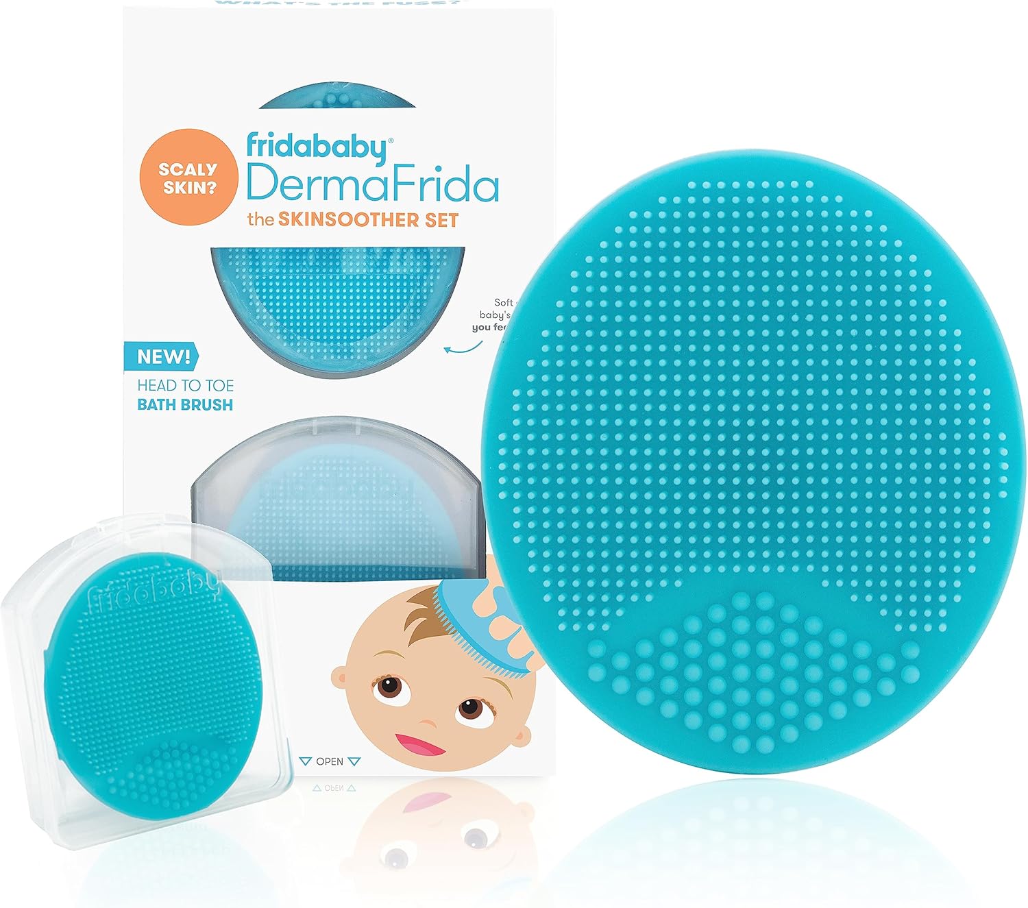 DermaFrida The SkinSoother Baby Bath Silicone Brush by Fridababy | Baby Essential for Dry Skin, Cradle Cap and Eczema (2 Pack)