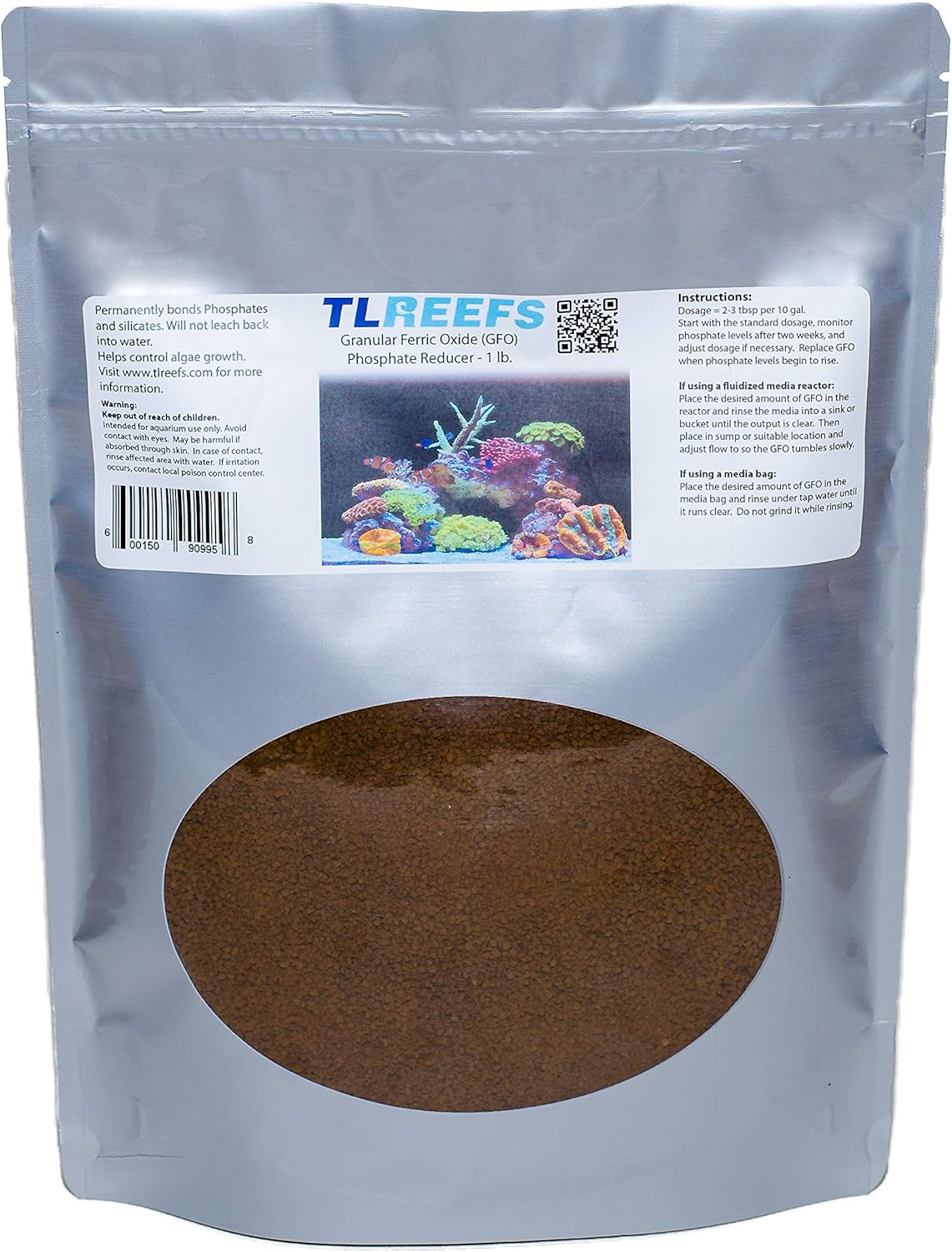 GFO Phosphate Remover, Granular Ferric Oxide, for Saltwater Aquariums (1lbs)