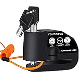 YOHOOLYO Alarm Disc Lock Motorcycle Disc Brake Lock Anti-Theft Waterproof 110 dB 7mm Pin 5ft Reminder Cable for Motorcycles Bike Scooter Carry Pouch (Black)