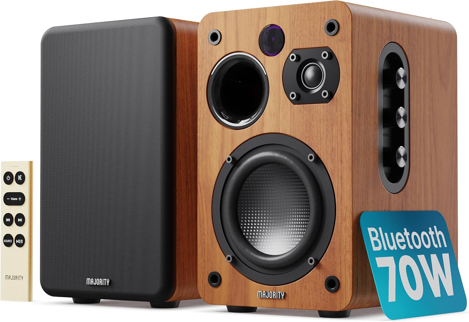 MAJORITY D70X Active Bluetooth Bookshelf Speakers | Powered Stereo Speakers