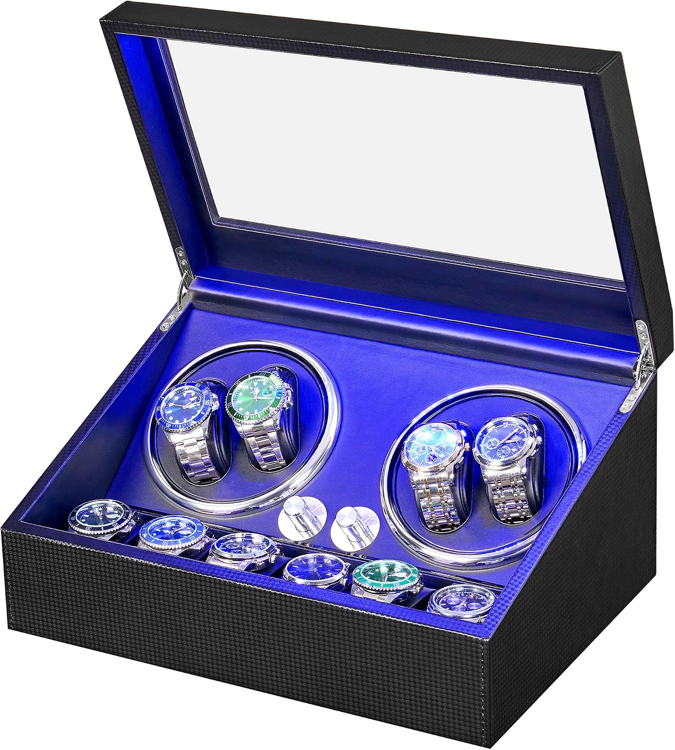 ANWBROAD Watch Winder for Automatic Watches, Watch Turner with Carbon Fiber