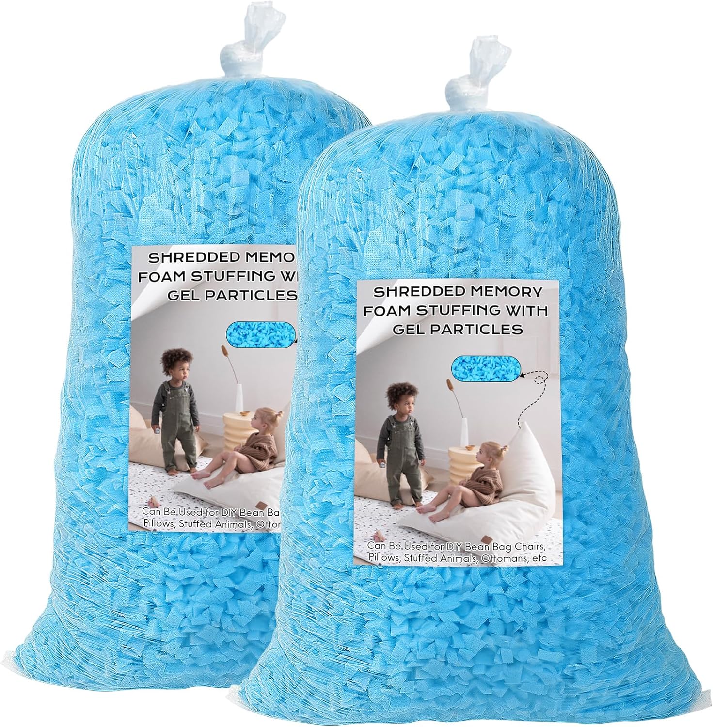 10lbs Bean Bag Filler, Shredded Memory Foam, Bean Bag Chair Filling