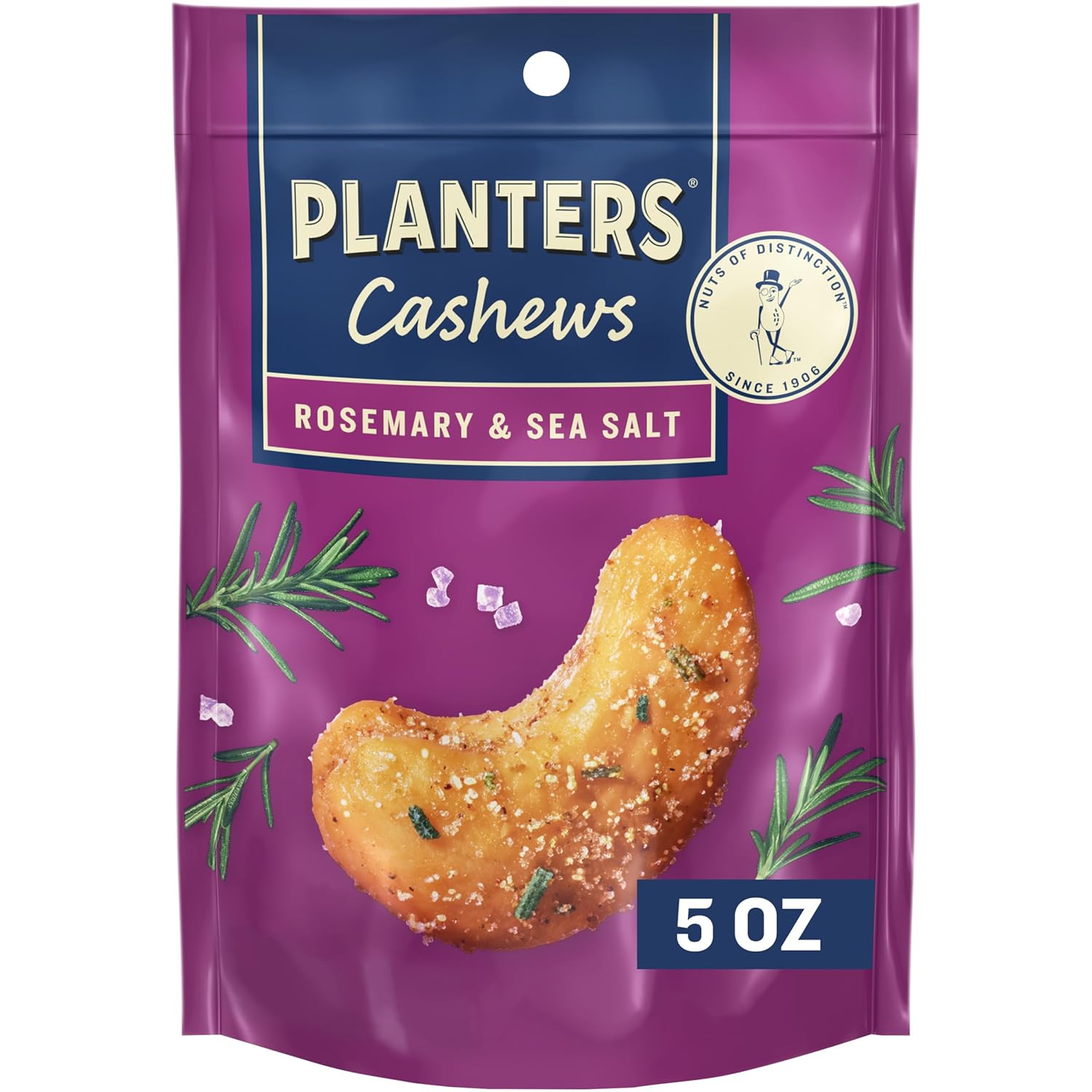 PLANTERS Cashews Rosemary & Sea Salt, Party Snacks, 5 Oz Bag