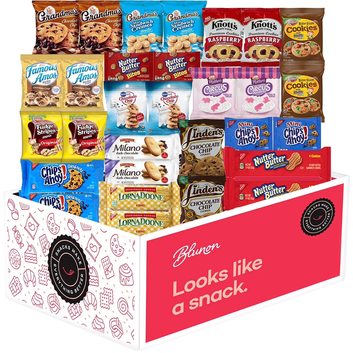 Cookies Variety Pack Bulk, Individually Wrapped Assorted Snacks, 30 Pack