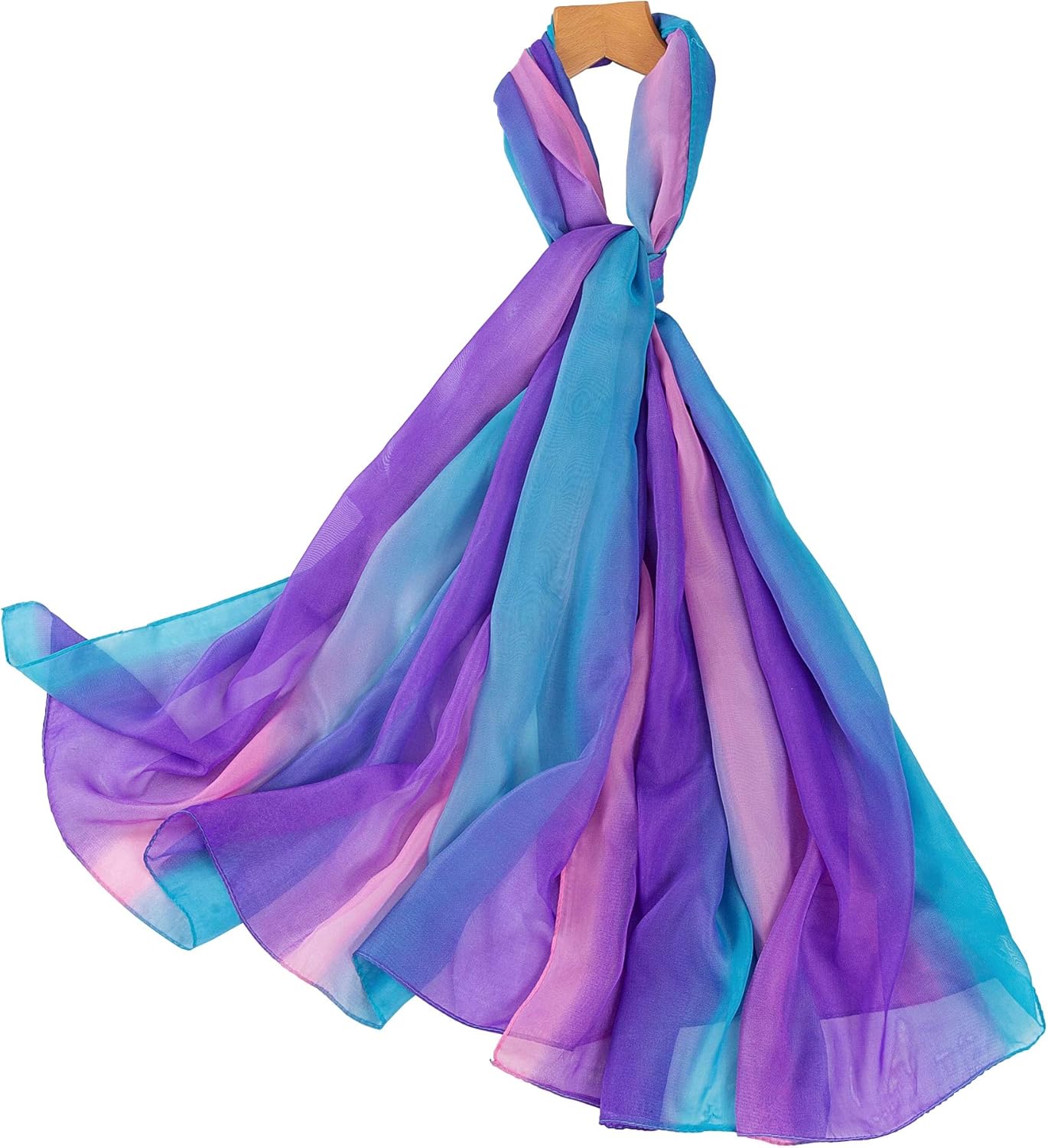 Nuofengkudu Ladies Rainbow Long Scarves Chiffon Scarfs Soft Thin Shawls Wraps All Season