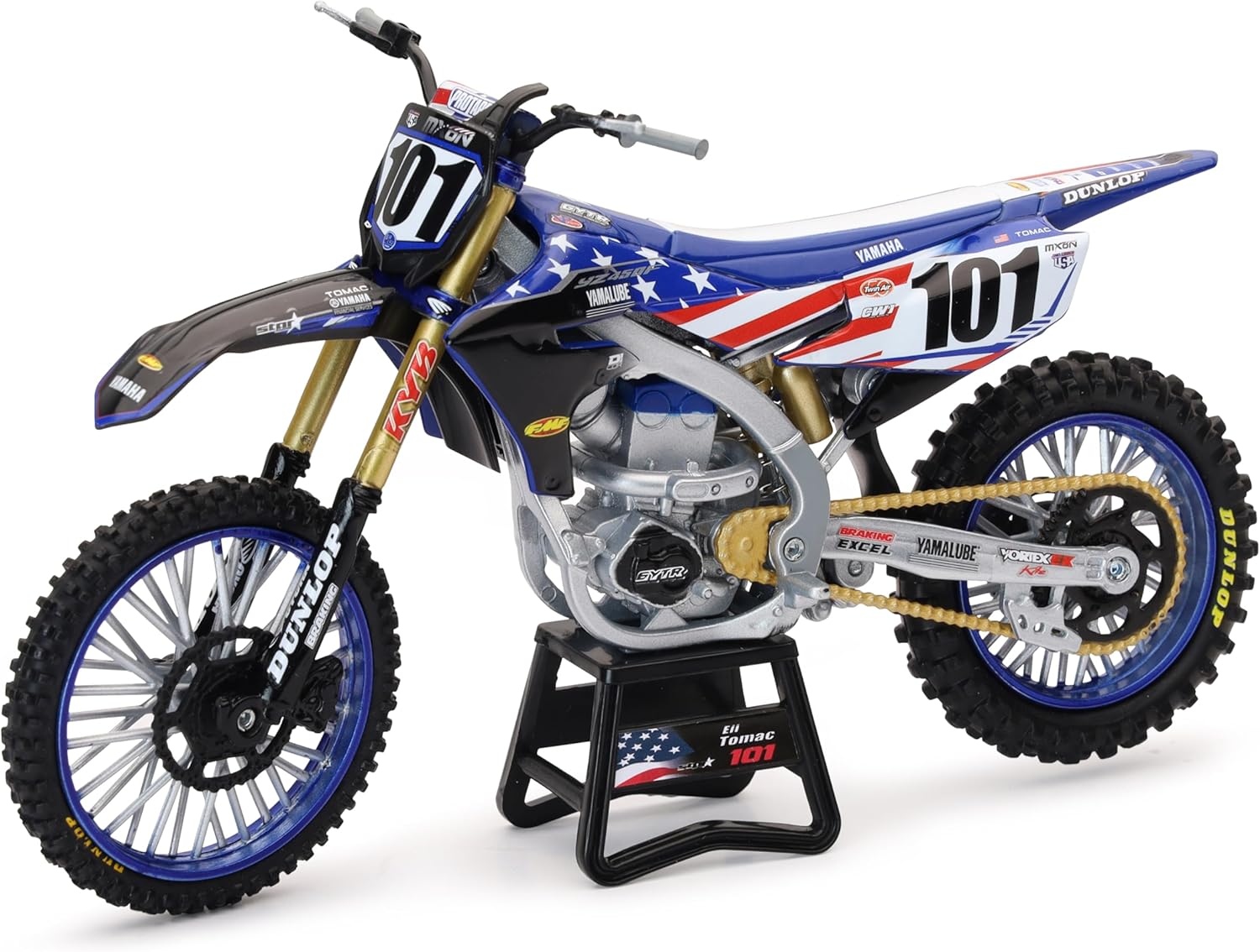 NewRay Toys Yamaha YZ450F Motocross of Nations Bike Eli Tomac Race Team Replica, 1:12 Scale, Kids, Gifts, Birthdays