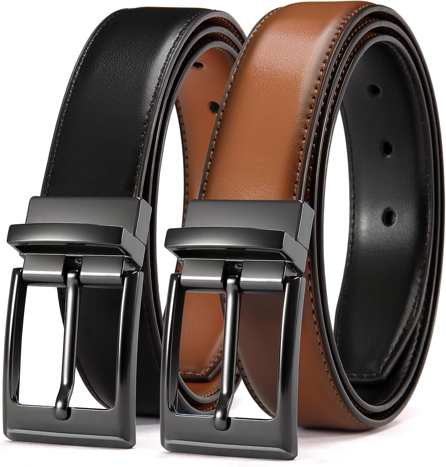 CHAOREN Mens Belts Leather 1 Pack - 1.25" Reversible Belts for Men for Dress Pants - One Belt, Two Colors