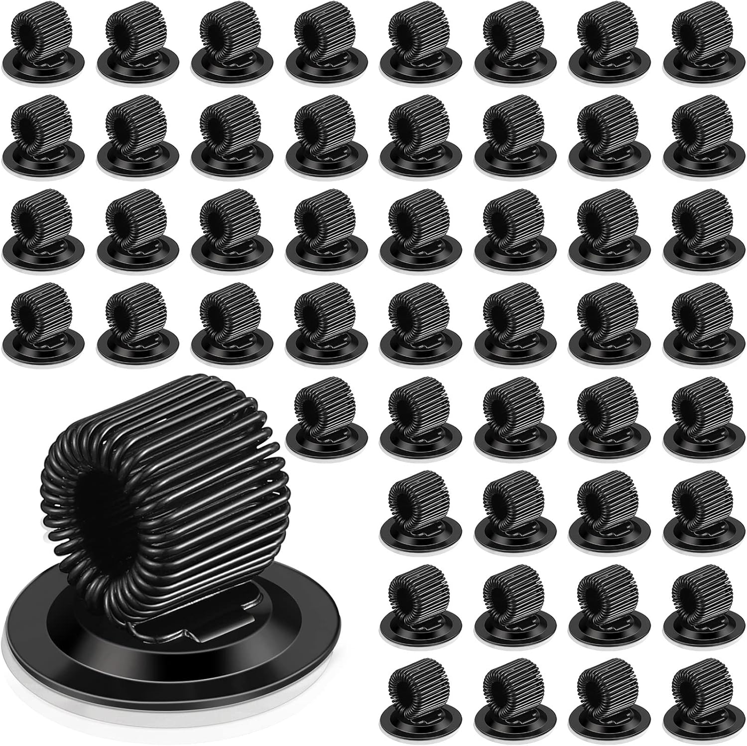 Colarr 50 Pcs Pen Holder Clips for Clipboard Manganese Steel Pen Holder Adjustable Self Adhesive Spring Loop Pencil Organizer for Whiteboard Bulletin Board Home Office Refrigerator(Black)