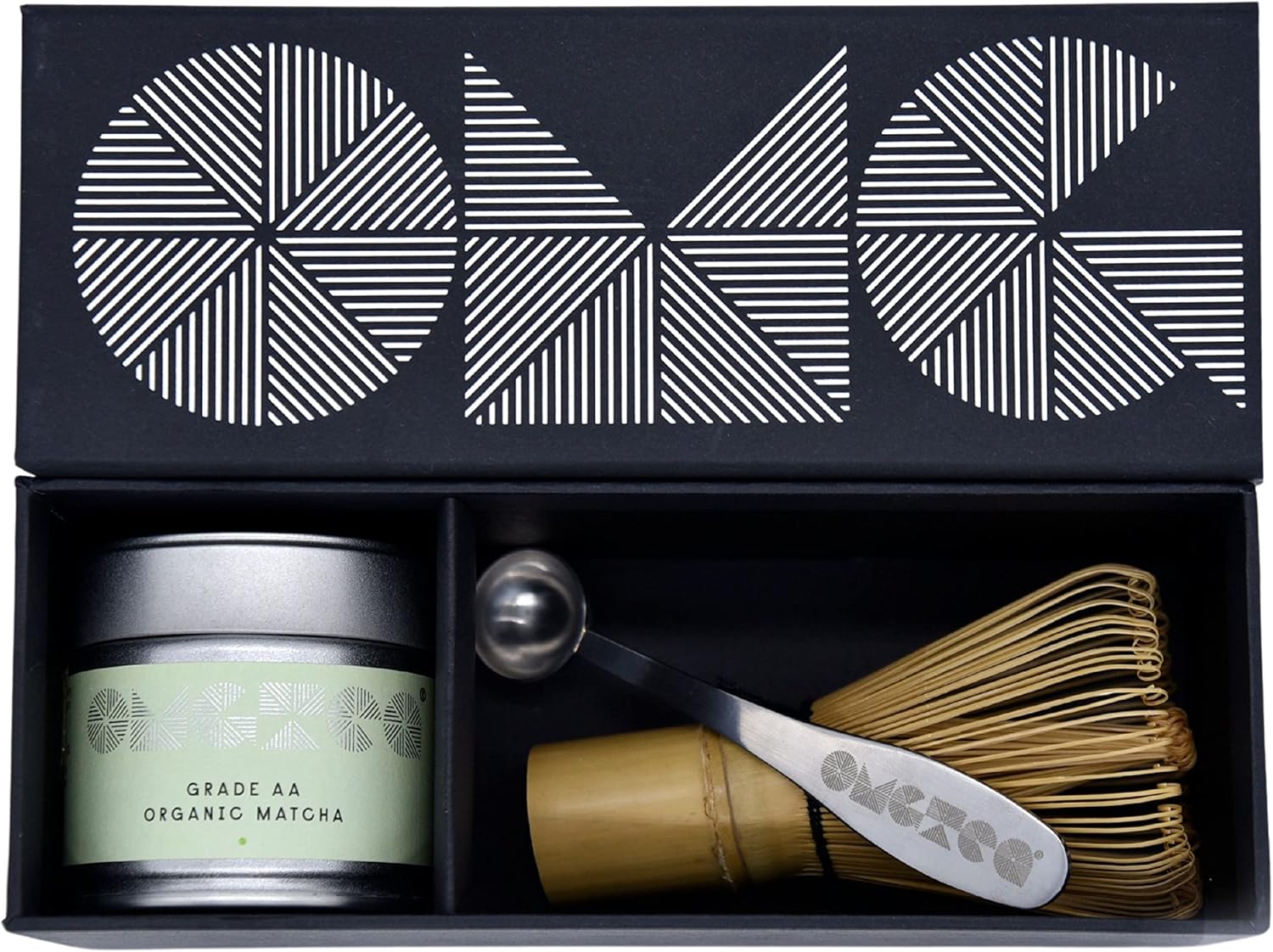 OMGTEA GIFT SET High-Grade Organic Japanese Matcha Green Tea Powder Ceremonial Grade AA β 30g/30 Servings. Great Taste Award Winner 2021 Includes hand made bamboo whisk and OMGTEA measuring spoon.
