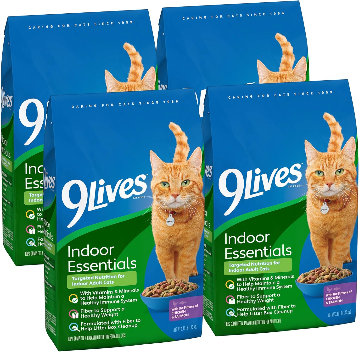 9Lives Indoor Essentials Dry Cat Food with Chicken & Salmon, 3.15 lb. Bag