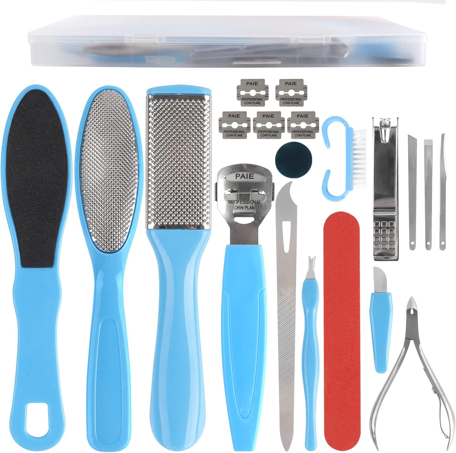Professional Pedicure Tools Kit, 20 in 1 Stainless Steel Pedicure Foot Supplies Set, Foot Files Callus Dead Skin Remover, Pedicure Foot Spa Tools at Home or Salon for Women & Men(Blue)
