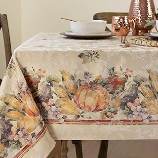 Benson Mills Jubilee Printed Jacquard Fabric Table Cloth, Fall, Harvest, and Thanksgiving Tablecloth (Jubilee, 60" x 120" Rectangular)