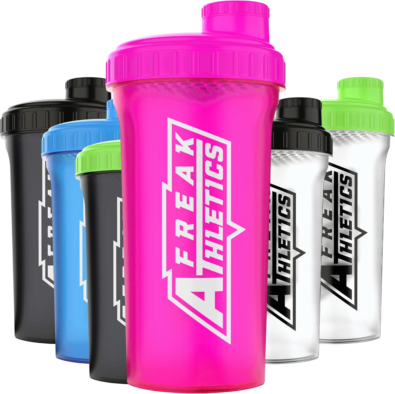 Protein Shaker Bottle 700ml Premium BPA Free shaker Bottle by Freak Athletics (Pink Transparent / Pink Lid)
