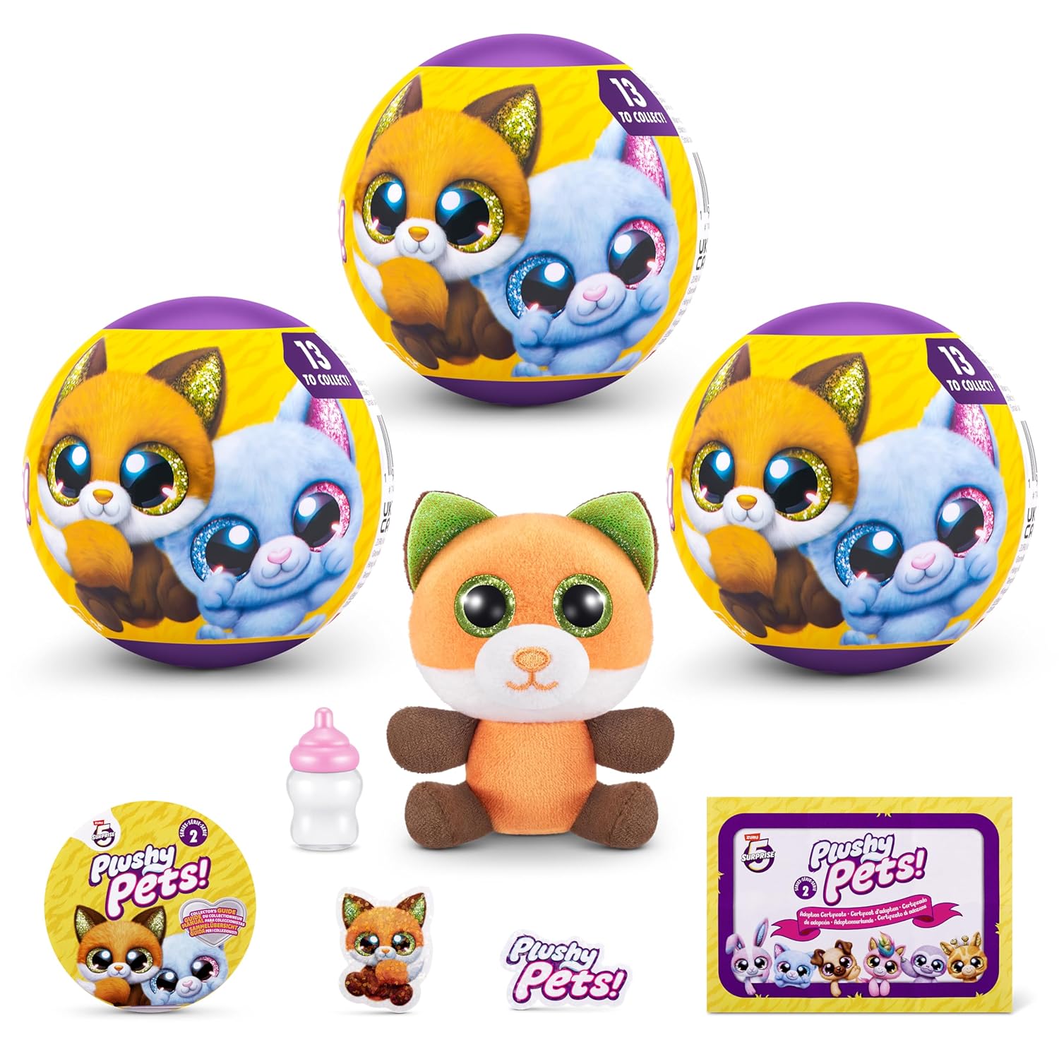 5 Surprise Plushy Pets Series 2 (3 Pack) by ZURU, Collectible Mystery Capsule, Plushy, Pet Adoption, Toy for Girls, Kids, Teens