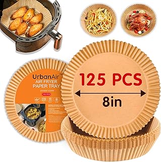 8-Inch Round Air Fryer 125pcs Paper Liners for Easy Cleanup - Non-Stick, Heat-Resistant, and Perfect Fit for Hassle-Free Cooking | Bleach-Free Parchment| (8 in/20cm 125pcs)