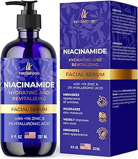 InstaSkincare Niacinamide Serum 8Oz for Face 10% with Zinc 1% Vitamin B3 Brightening Serum for Tone, Texture