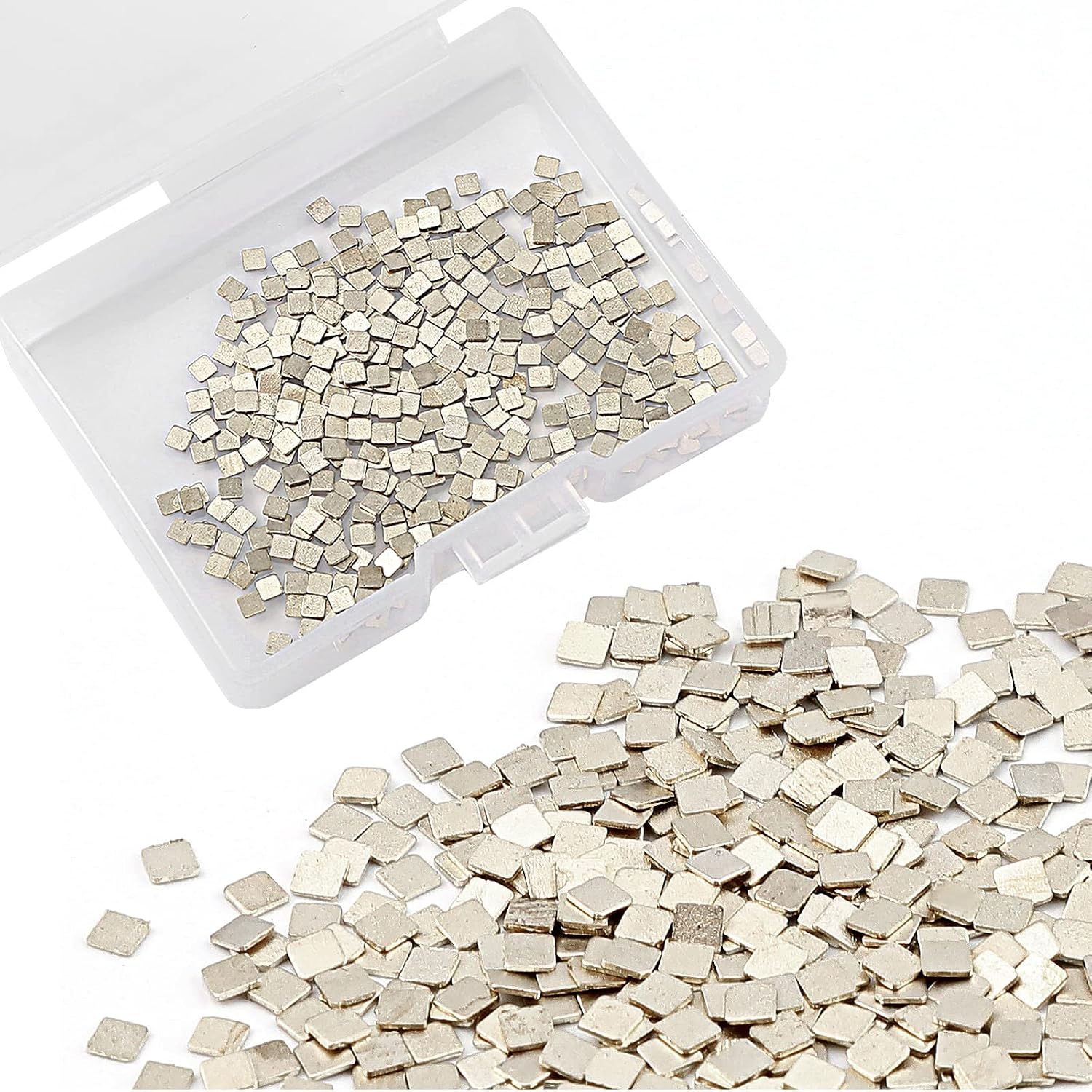 AIEX 4 Grams (About 400pcs) Silver-Plated Gold-Plated Alloy Solder Flux for Jewelry, 2x2mm Precut Solder Chips Ultra Tiny Medium Density Easy Soldering for Jewelry Repair & Making (E Solder, 1325°F)
