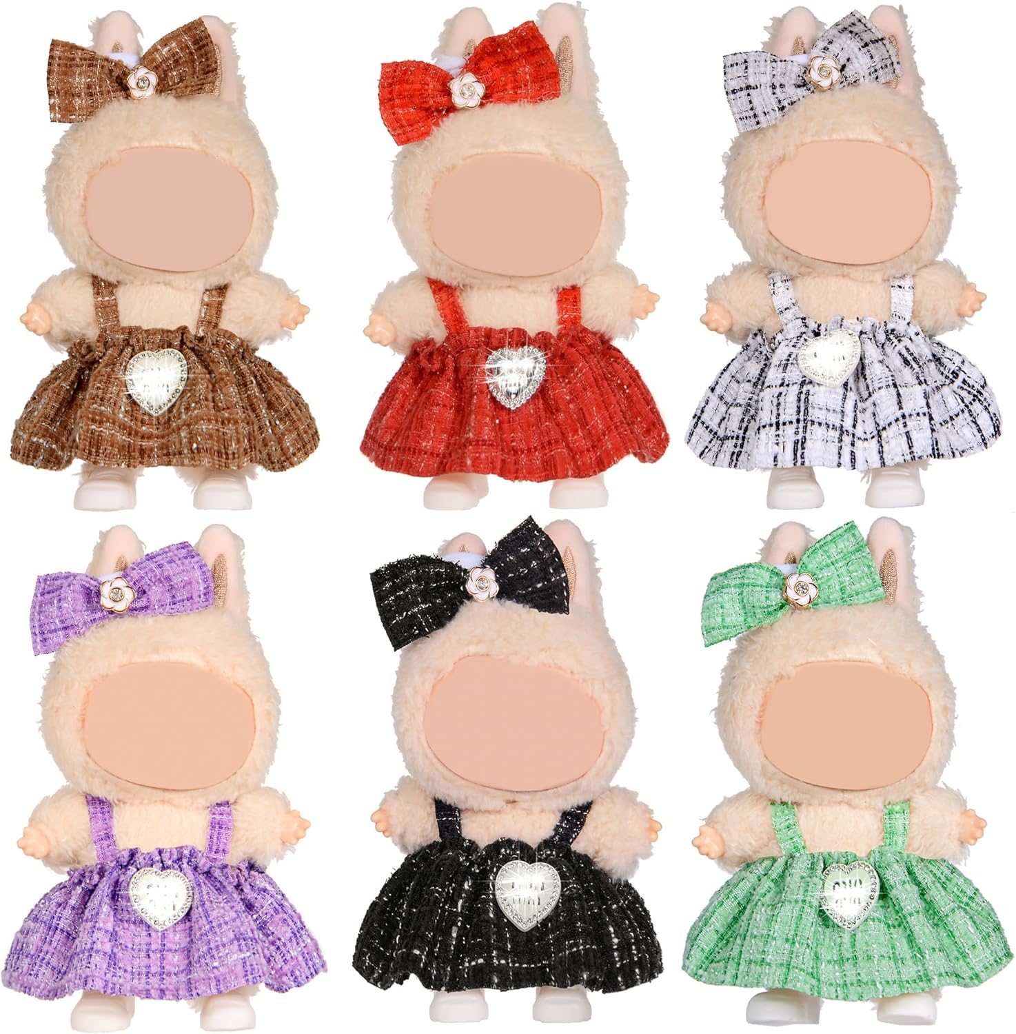 Total 6 Sets Chic Style 17cm Doll Dress Clothes and Accessories Include: 6 Hairband, 6 Dresses (Doll Not Included)