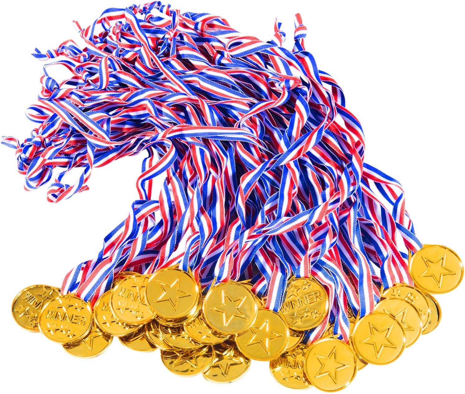 40 Pieces Plastic Gold Winner Award Medals Bulk for Sports, Games Competitions, Party Favors and Decorations