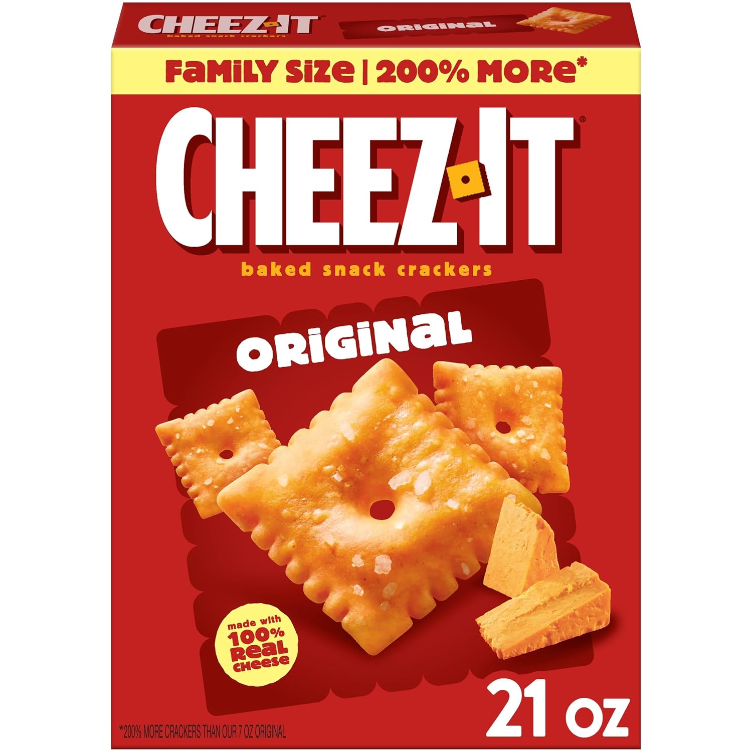 Cheez-It Cheese Crackers, Baked Snack Crackers, Lunch Snacks, Family Size, Original, 21oz Box (1 Box)